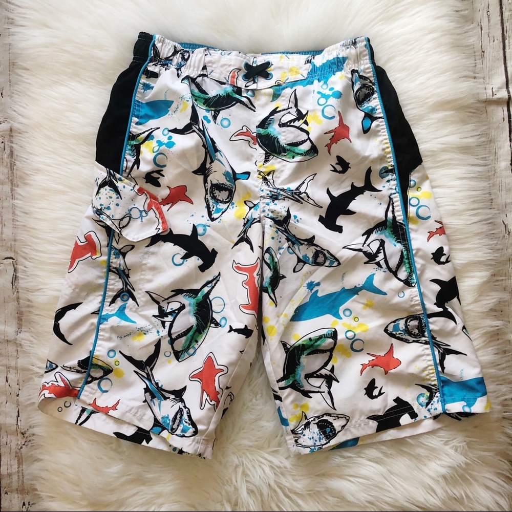 OP Shark Print Swim Trunk/Board Shorts Boys XL